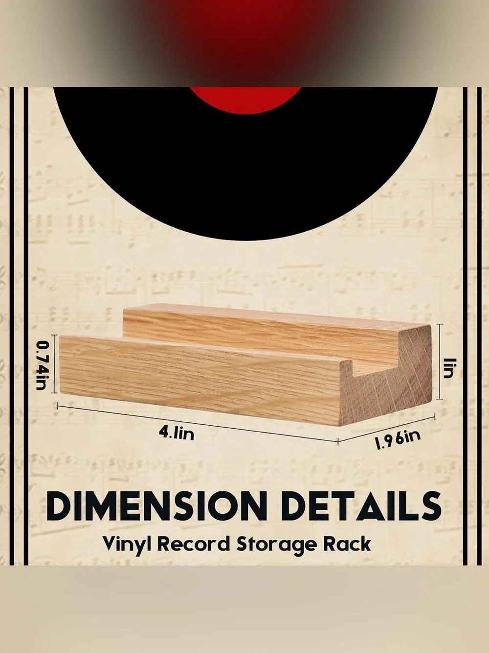 Vinyl Record Wall Display Ledge Set in Natural Wood - 8 count
